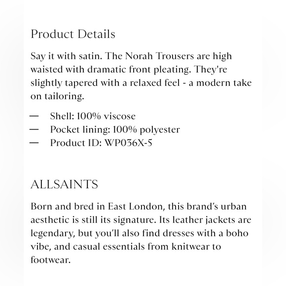 Allsaints Women’s Black Norah High-Rise, Wide-Leg Relaxed Trousers sz 6 - Picture 9 of 11